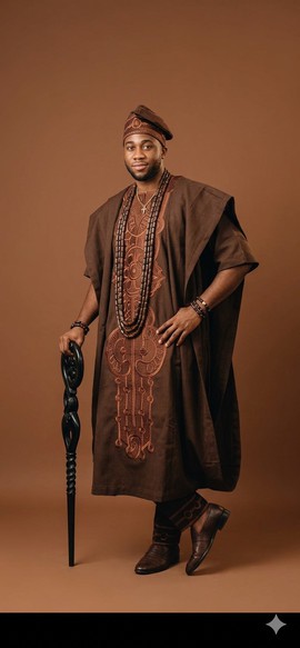 Traditional Brown Agbada Ensemble