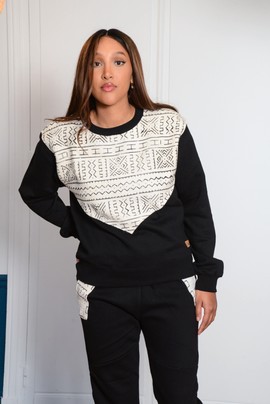 Sweatshirt in genuine white Bogolan
