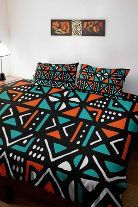 Bogolan African Inspired Bedding Set Duvet and Pillow Covers (MORE SIZES AVAILABLE)
