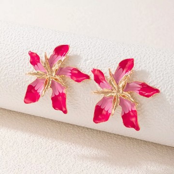 Boucles d'oreilles fleurs iris D'Afrique "rose"