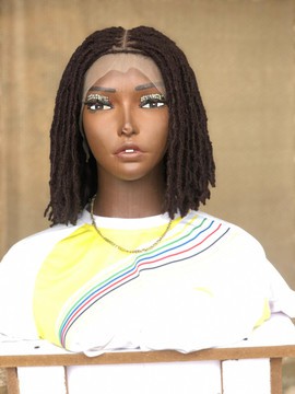 Braided WigFrontal lace Layered bob interlocs, Sisterlocs ,Skinny locs Wig For Black Women