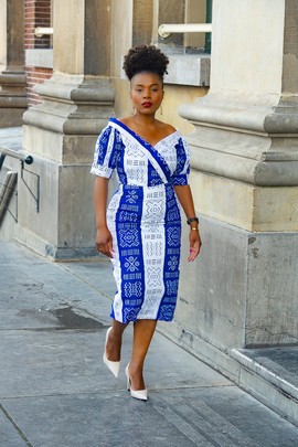 TAYE BLUE AND WHITE DRESS