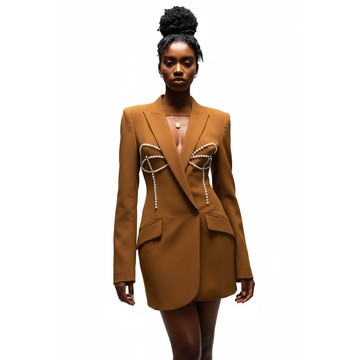 Ischia Cocktail Blazer Dress || Maison Aria - Brown