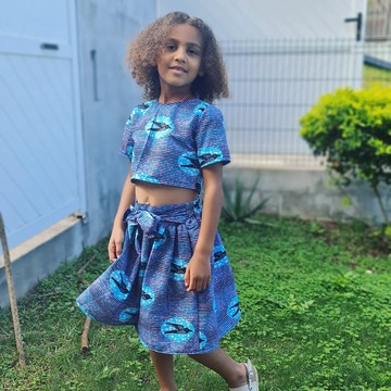 2-piece skirt and top set for girls from 1 to 12 years old