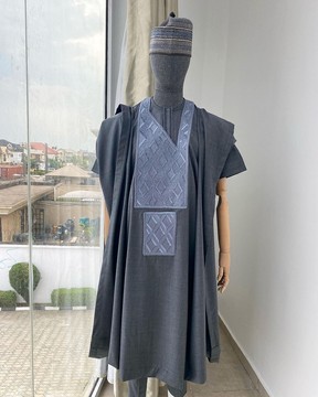 Dark Irish Grey Agbada, senator kaftan &amp; sokoto