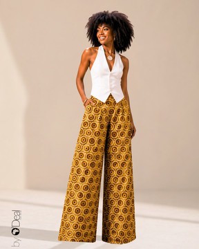 Pantalon taille haute en wax premium