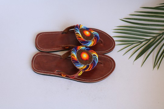 Masai Beaded sandals, African  sandals, Women Sandals, Leather sandals, Boho sandals, Beach sandals