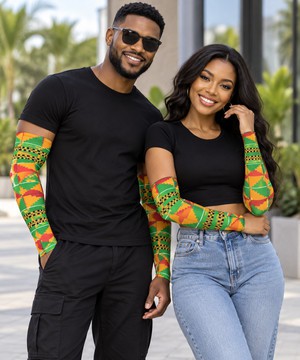 Kente Print Unisex Fingerless Arm Sleeves | African Fashion Accessories | Bynelo