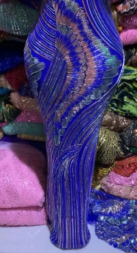 Dentelle de tulle de luxe à sequins et perles (5 yards)
