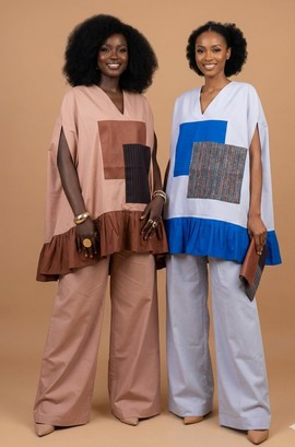 Patchwork Kaftan &amp; Palazzo Two-Piece Set|Religious fits|Summer fit|Casual fit|Family gatherings fit