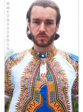 Long Wax Shirt "Dashiki" waxkundadesign
