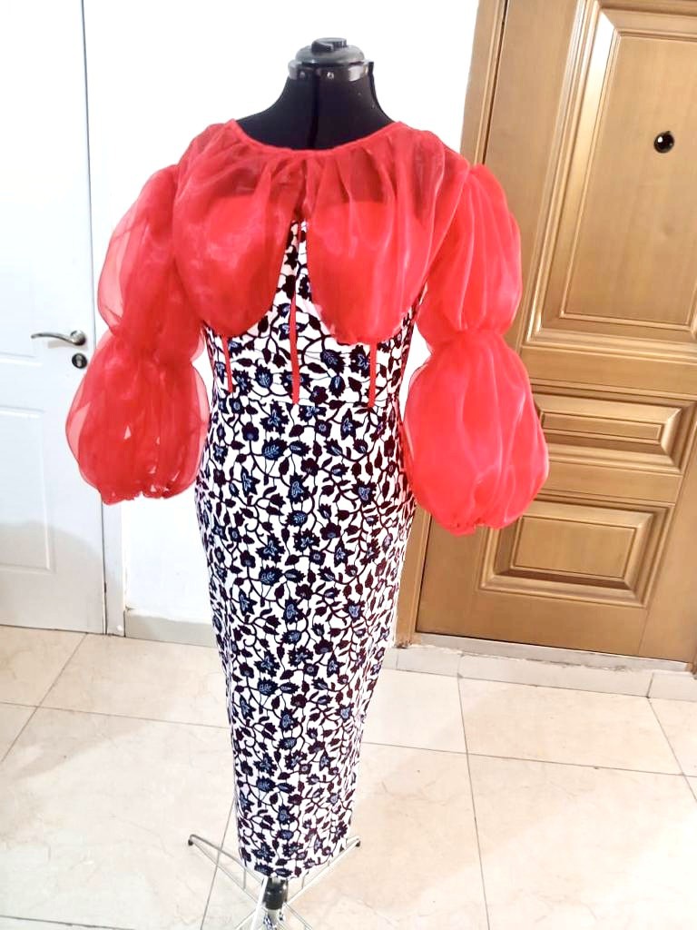 Ankara and Organza Pencil Dress, Ankara Corset Gown, African Print Dres -  ANKA