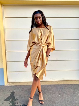 Wrap dress set - satin wrap skirt - champagne beige - satin dress