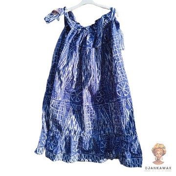Robe africaine femme, kaba, boubou en tissu pagne Ndop Cameroun