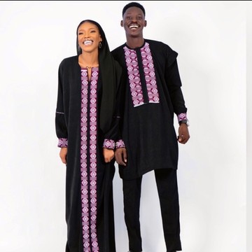 Couples Africains Manches Longues boholan Dorée Dashiki Outfit