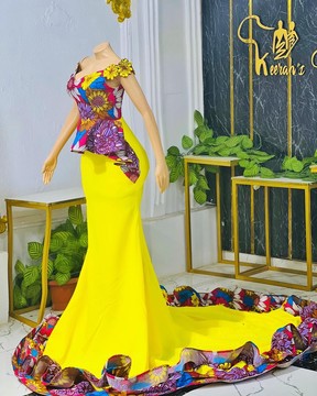 Robe longue sirène imprimée Ankara, robe de mariée femme africaine, robe imprimée africaine