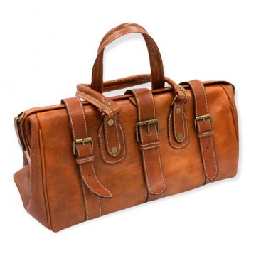 Handmade genuine leather travel bag with shoe compartment - Large weekend bag