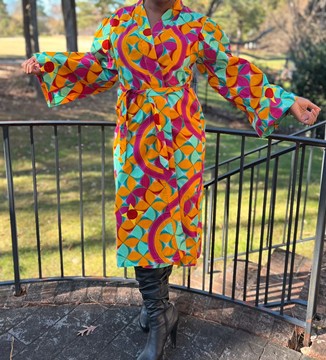 Blazer ceinturé en coton multicolore imprimé africain Ankara