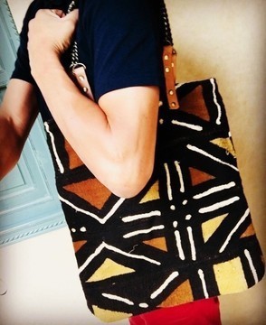 Beautiful unisex bogolan leather tote