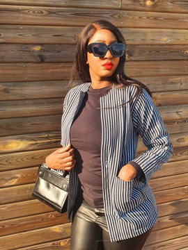 Beautiful mid-length brown bogolan jacket