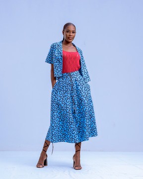 Jupe midi en wax