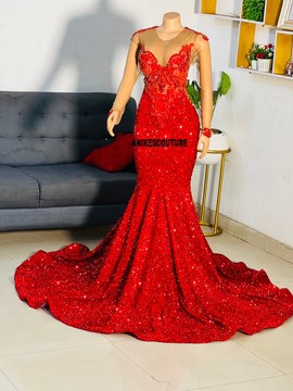 Red prom dress, African clothing for women
