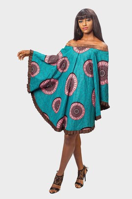 knee length dresses for ladies Mono Strap African Print Mini Dress | African clothing UK main image 1