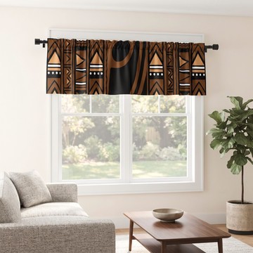 African Abstract Print Curtain Valance | Afrocentric Window Accent | Bynelo