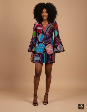 Multicolor print mini dress