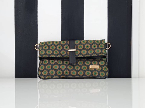 Mandela-branded green clutch bag