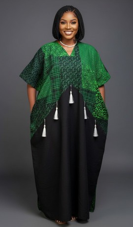 Chic Women's African Print Kaftan with Tassels – Vibrant Elegance