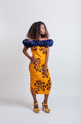 Ankara shoulder pad dress| Ankara Class Gown| Ankara Party Dress| Gifts For Her| Gifts For Mom