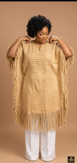 Women Fringe Aso-Oke Poncho Two-Piece Set|Wedding|Ceremonialoutfit|Casual outfit|