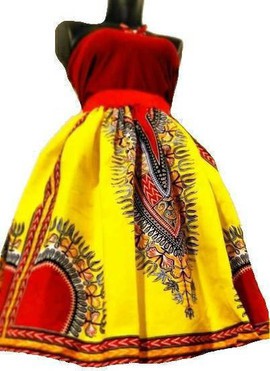 African wax fabric skirt printed wax Ankara Elastic skirt with dashiki ruffle