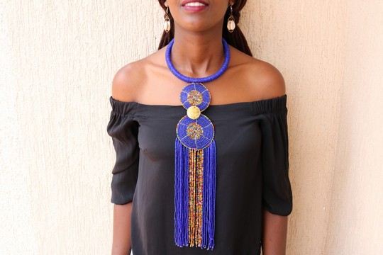 African beaded Pendant necklace,  African jewelry, Christmas gift for mom, Romantic tribal necklace