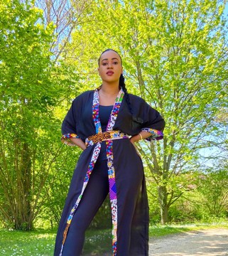 Flowing kimono Bogolan print