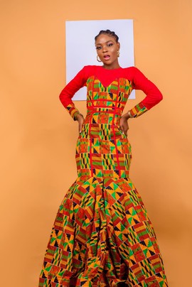 Kente print long dress for women, Ankara maxi dress, African women prom dress