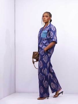 Ola - Adire Blue Pant Set