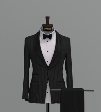 THICK-LINED BLACK JACQUARD TUXEDO SUIT............BEST SELLER