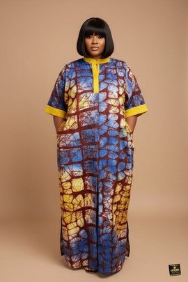 Maxi-kaftan Adire doré