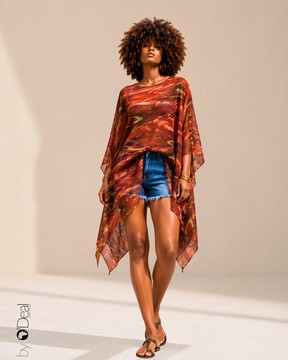 Mini kimono dress / asymmetrical tunic / chiffon beach square