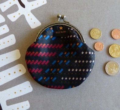 RETRO COIN PURSE n°10 - Vintage Wax Metal clasp Blue card Woman 1950s Bronze purse