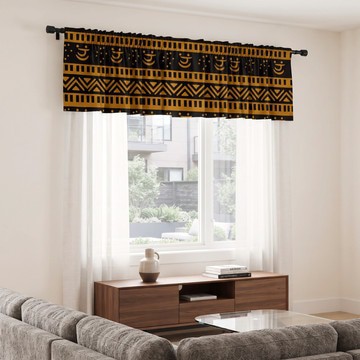 Afro Geometric Mudcloth Curtain Valance | African Window Accent | Bynelo