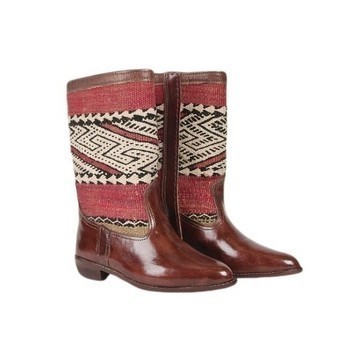 BIG SALE! Genuine leather boots with Kilim Handmade by Cuiroma craftsmen in Morocco