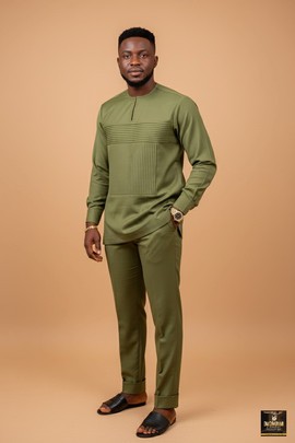 Olive Green Two-Piece Kaftan