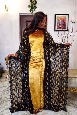 Robe caftan de luxe femme élégante avec écharpe pour mariages/occasions spéciales/grande taille