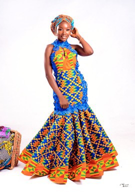 African print long dress for women, Ankara with kente print, long dress for women