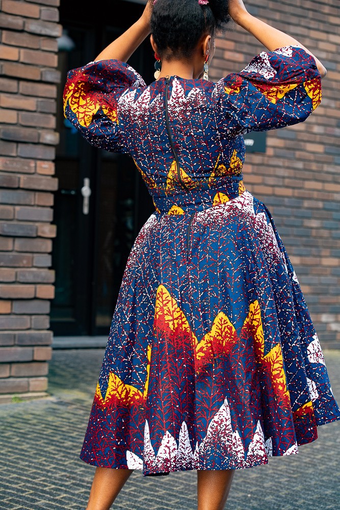 navy blue african print dresses Abbey Oversized Short Dress (Navy Blue)