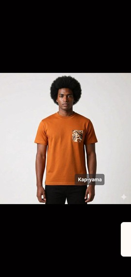 TEE SHIRT UNISEXE ORANGE-OCRE - POCHE WAX "UDONGO"