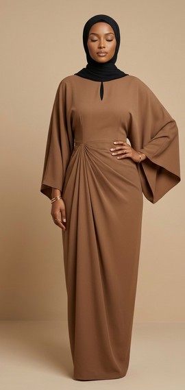 Brown Kimono-sleeve Abaya Dress | Modest Maxi Gown | Occasion Abaya for women